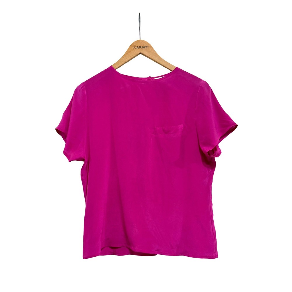 Vintage Sunny Leigh Women's 100% Silk Short Sleeve Button Back Blouse Size M